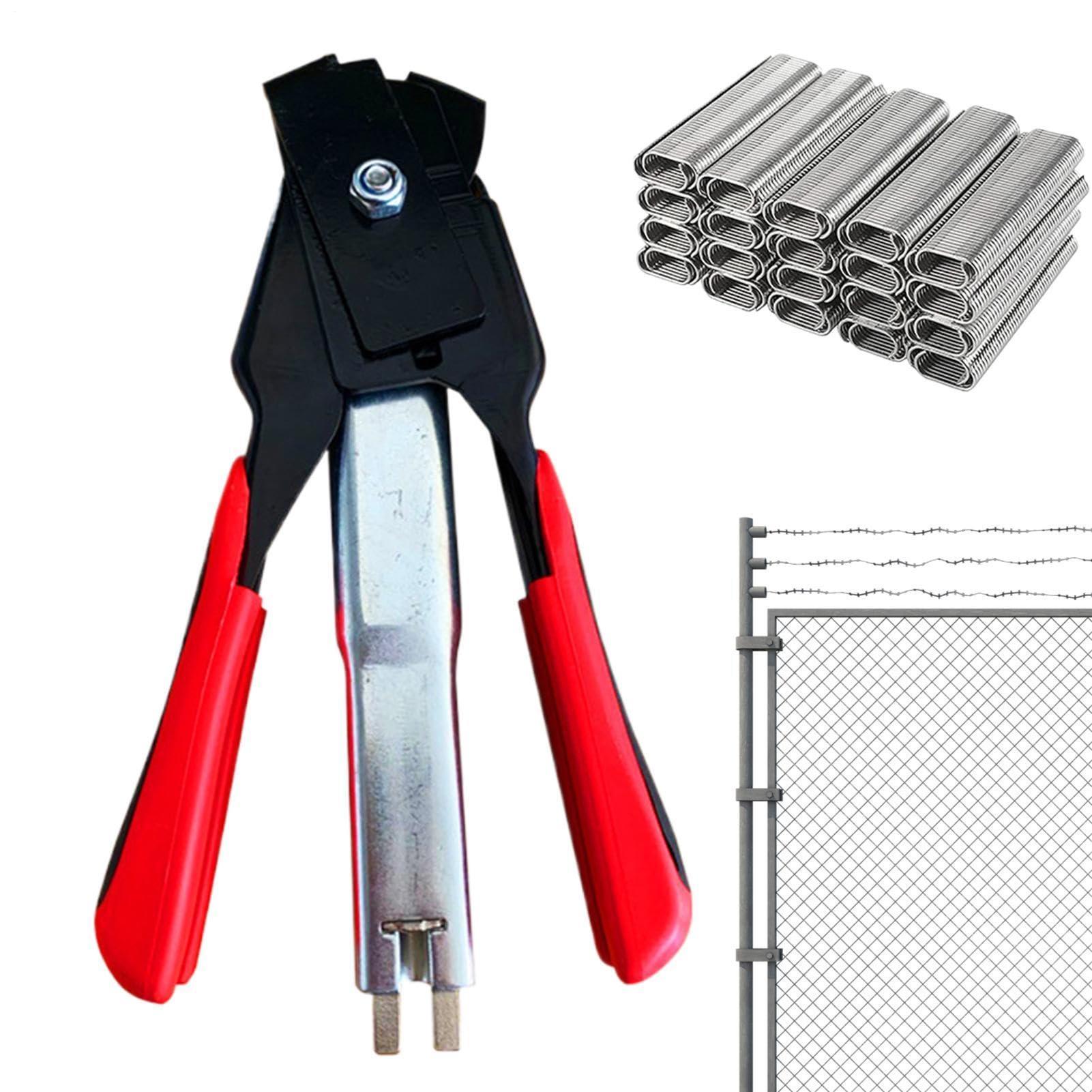 Alicates para Anillas Grapadora con 2.500 clavos tipo C | Grapadora De Anillas para mallas avícolas, tripas carne y salchichas, fundas, cojines coche, tapicería y jaulas