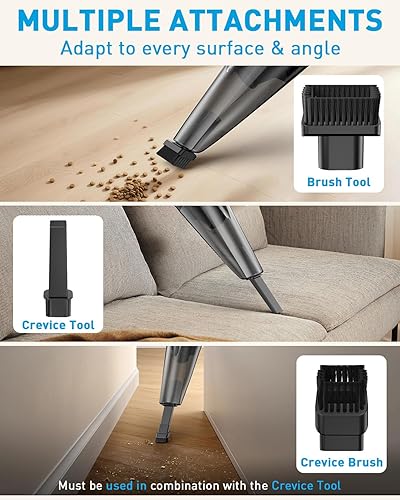 Miniatura 8 de Aspiradora de mano inalámbrica portátil  16000 Pa Aspiradora potente de succión fuerte con taza de polvo de 27.1 fl oz y luz LED  Hogar diario de