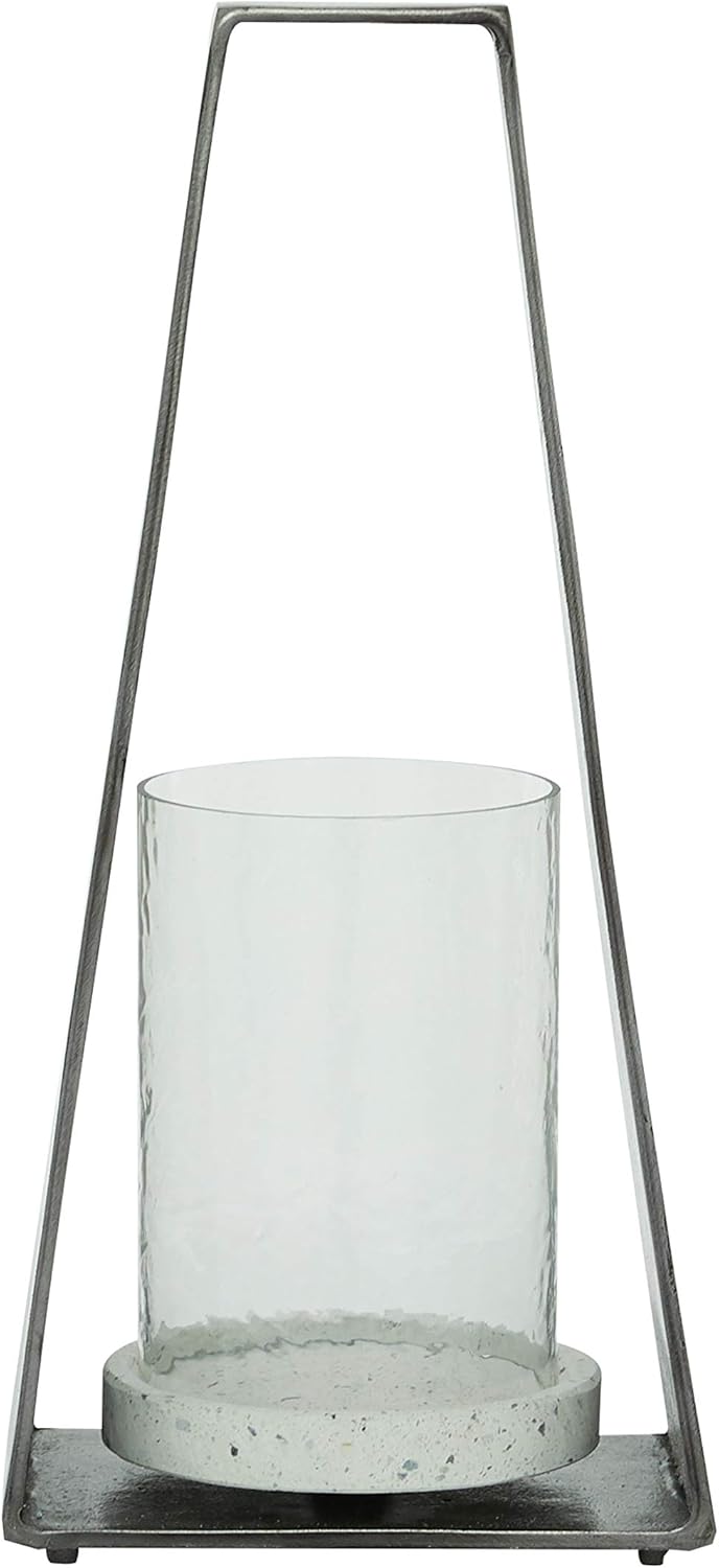 Contemporary Black Candle Lantern - 8" x 17.5" Hanging Hurricane