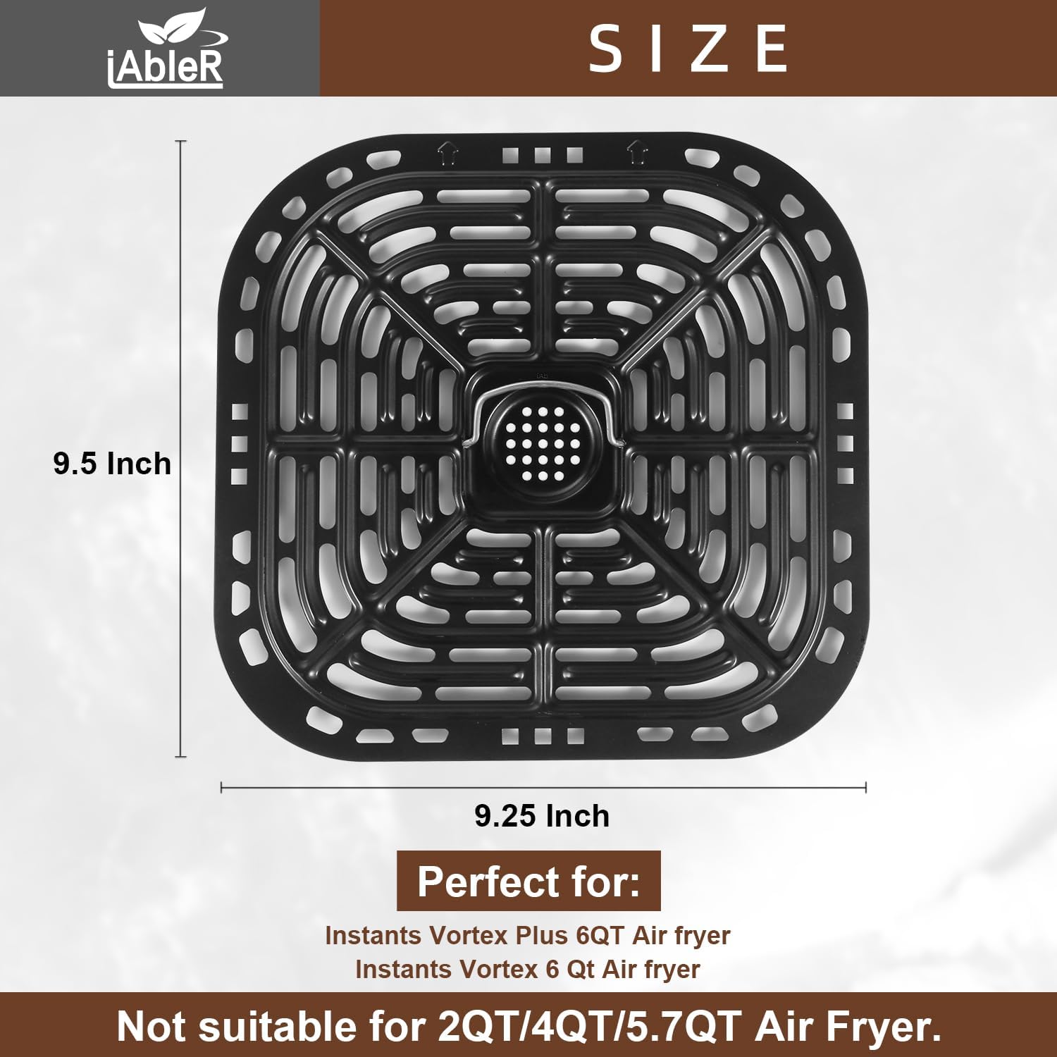 Original Instant Vortex Air Fryer Grill Pan Replacement Tray 6 Quart - Grill Plate Crisper Plate for Instant Vortex 6 Qt/Gourmia GAF735 6 QT Accessories Mesh Cooking Rack NonStick + 8Pcs Bumpers Feet