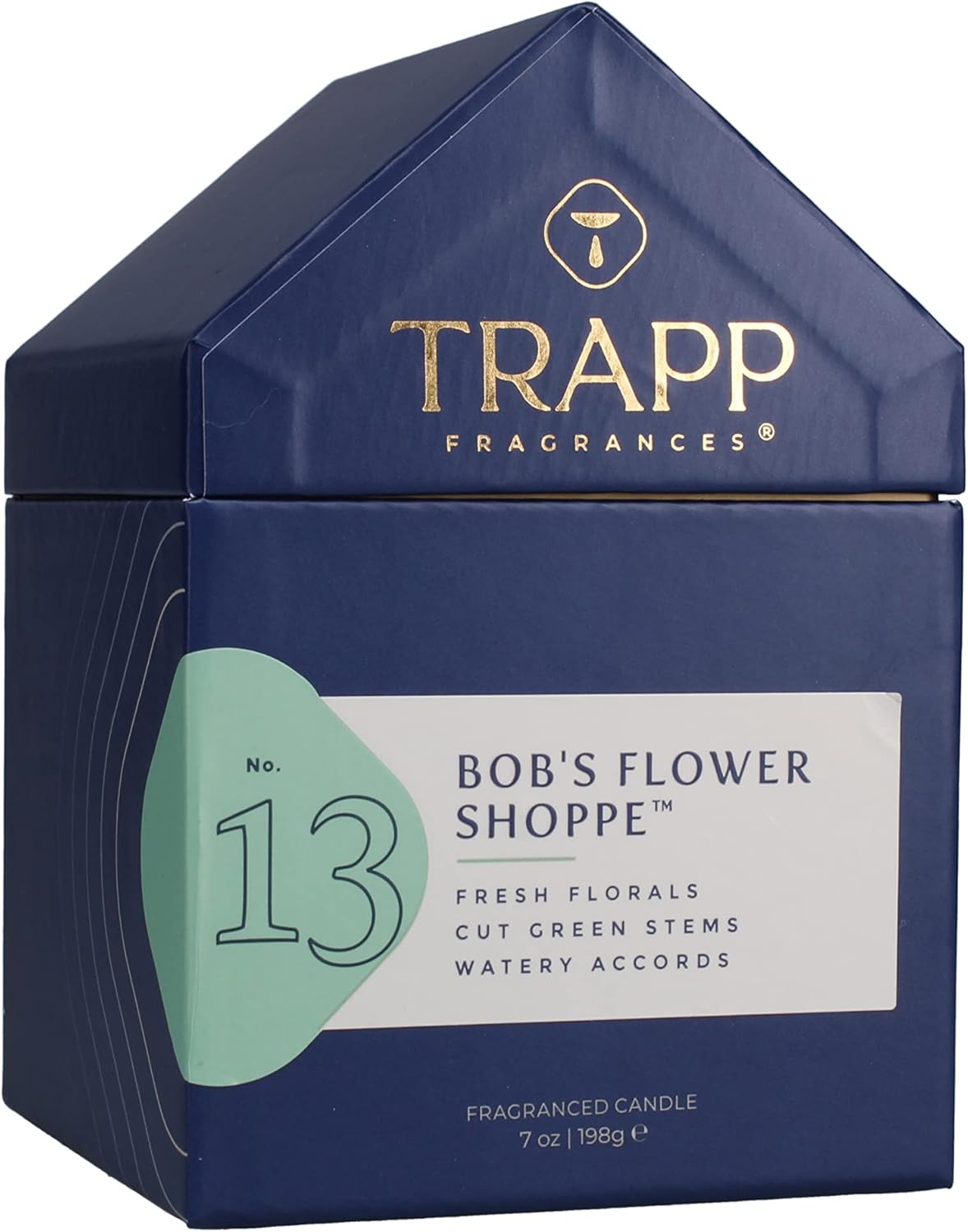 Trapp - No. 13 Bob's Flower Shoppe - 7 oz. House Box Candle - Aromatic Home Fragrance with Floral Scent of Fresh Florals, Cut Green Stems, & Watery Accords Notes - Petrolatum Wax