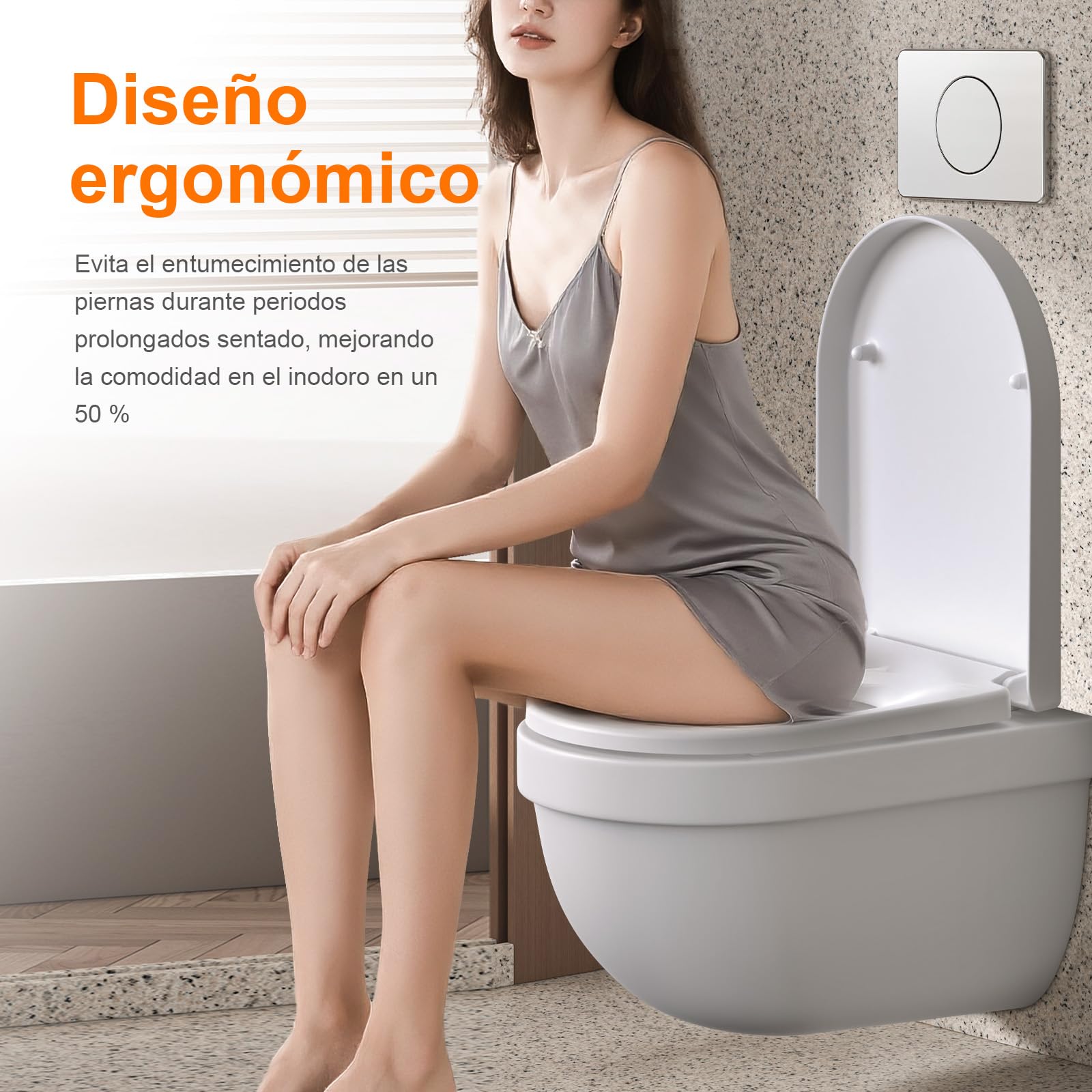 GRIFEMA Tapa WC Universal Premium - UF Resin, Efecto Cerámico, Antibacteriana, No Amarillea - Cierre Suave Silencioso - Liberación Rápida - Fácil Montaje - Tapa Inodoro Forma D [Exclusivo en Amazon]