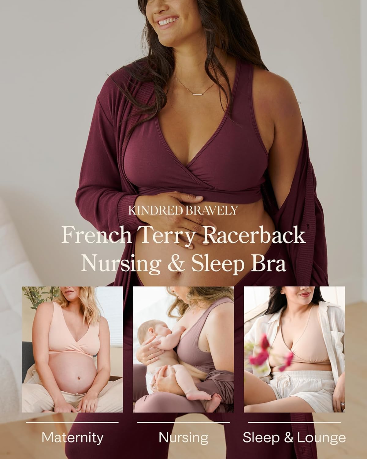 Kindred Bravely French Terry Nursing Bra for Breastfeeding and Sleep, Racerback Crossover, Soft and Stretchy Maternity Bra - Image 4