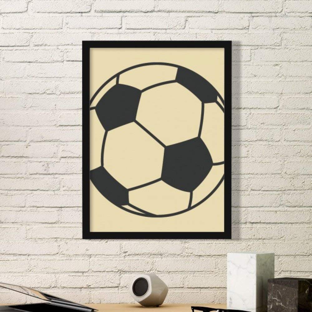 Cadre photo en bois noir avec peinture d'art de football dessin ligne