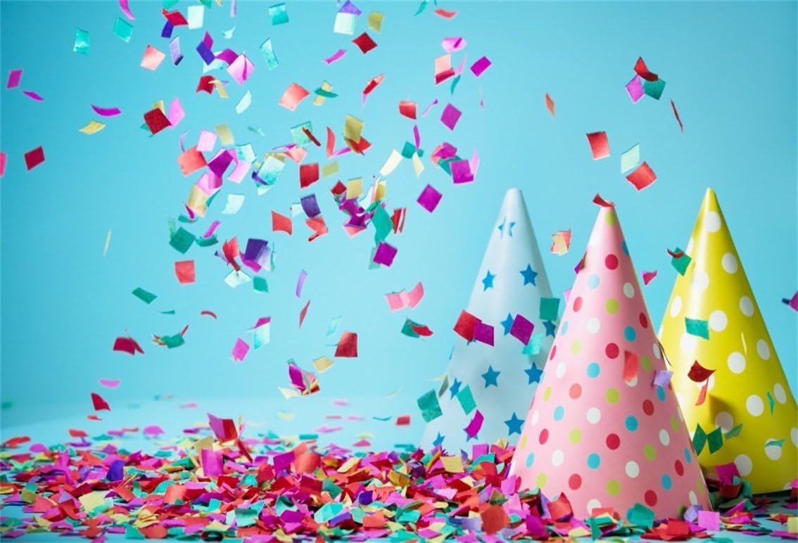 Amazon Csfoto 5 X 91センチ背景の紙吹雪誕生日パーティー装飾写真撮影背景記念日誕生日帽子taperedキャップcelebrate Birthday Bashオーナメントkid Adultフォトスタジオ小道具ポリエステル壁紙 バックペーパー 背景布 通販