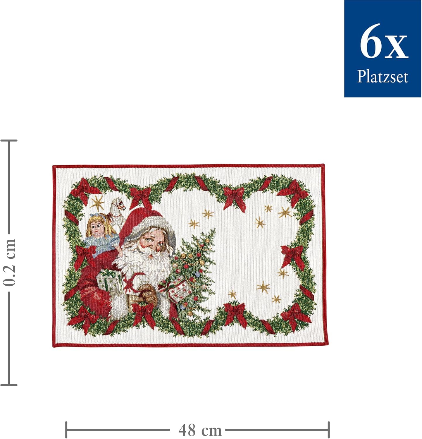 Villeroy & Boch – Toy's Fantasy Platzsets Bunt 6er Set, Waschmaschinengeeignet, Gobelin Platzset mit Santa, Weihnachtsdekorationen, Dekoration Weihnachten, Baumwolle, Polyester
