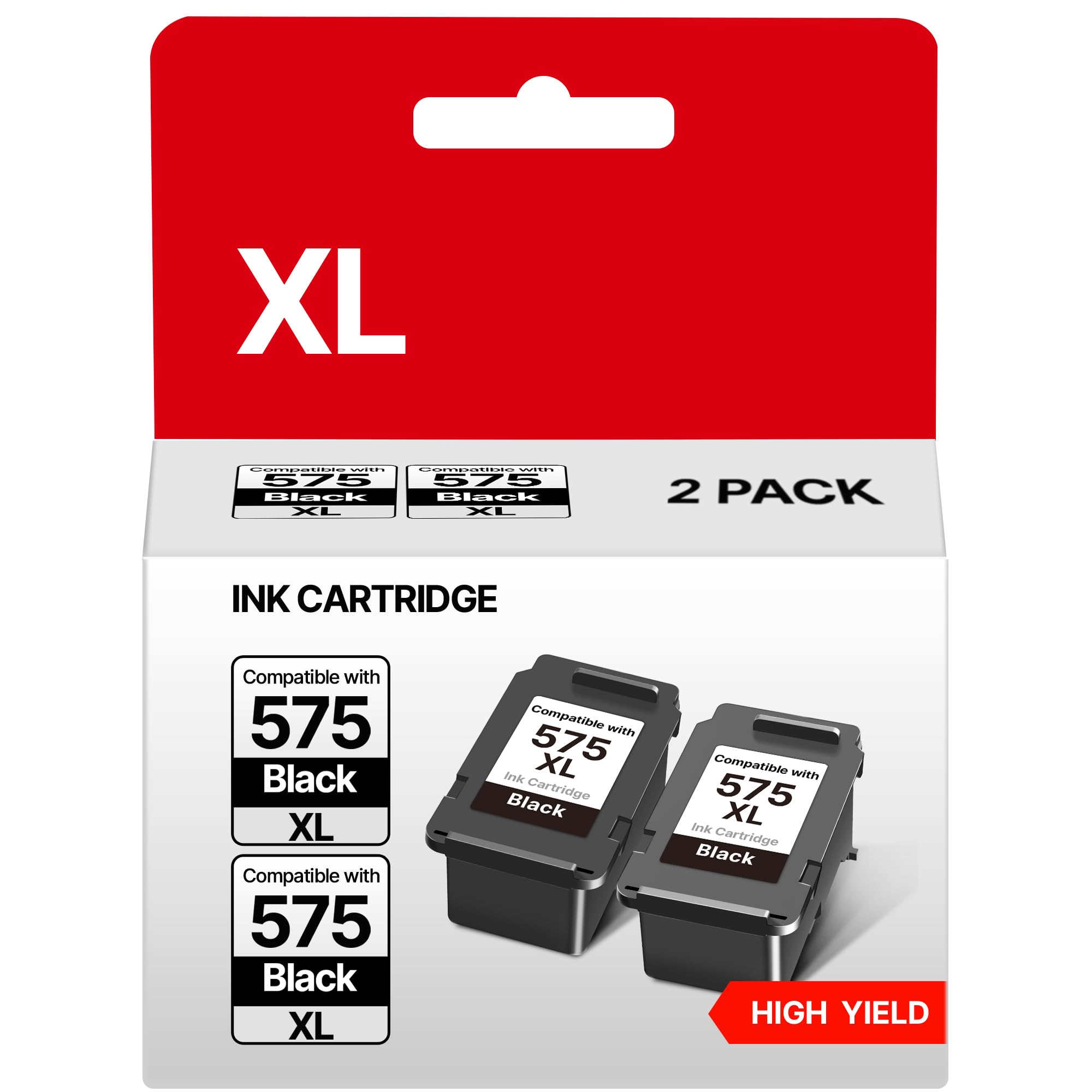 Druckerpatronen 575 XL PG-575XL 575XL Black Kompatibel für Canon 575 Black PG-575 PG 575 XL PG575XL für Canon Pixma TS3750i TS3550i TR4755i TR4750i TR4756i TR4751i TS3751i TS3551i (Schwarz, 2er-Pack)