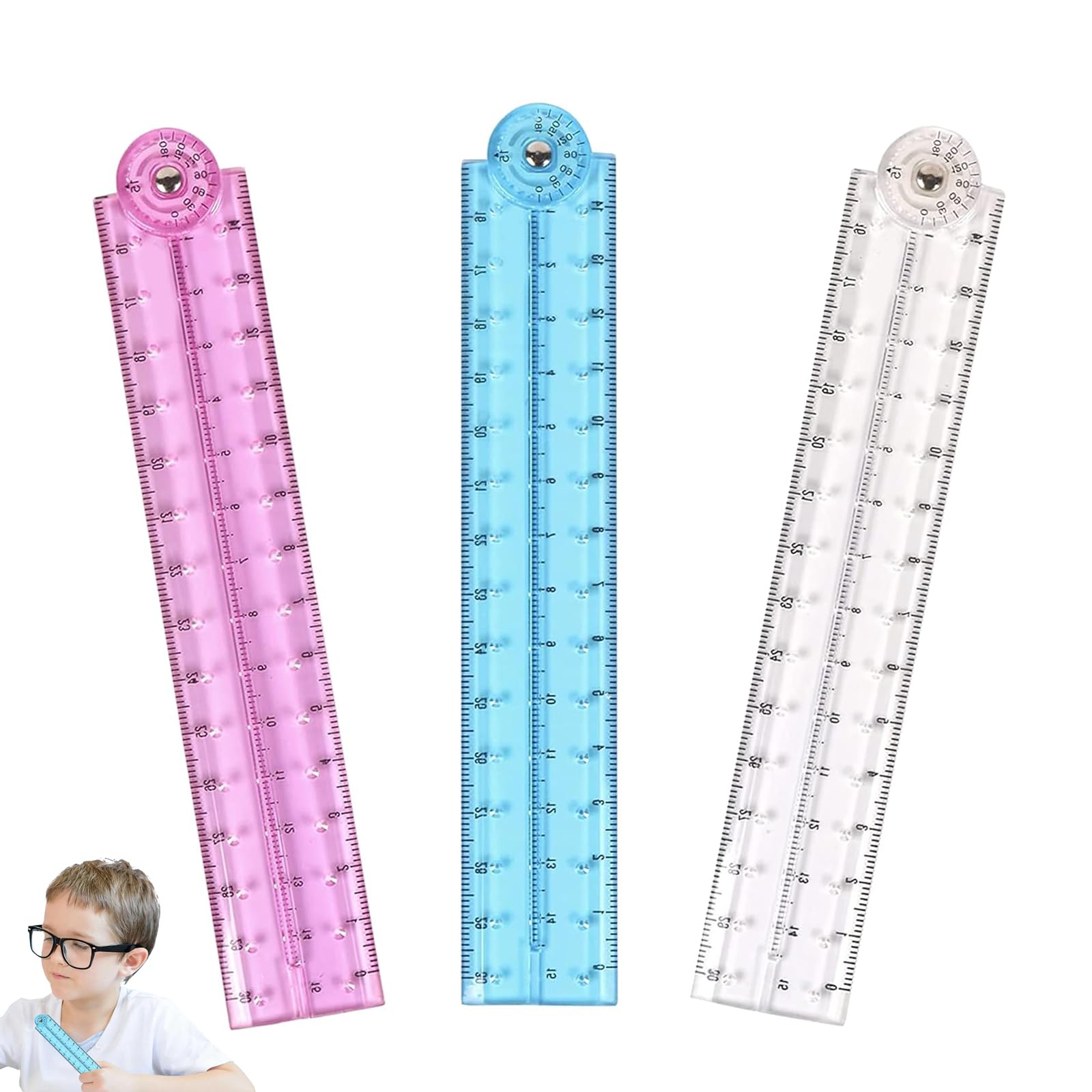 3 Pcs Foldable Ruler, 15cm Folding Ruler, Clear Plastic Ruler, Repeatable And Durable, For School Mathematics Daily Learning Geometry Office