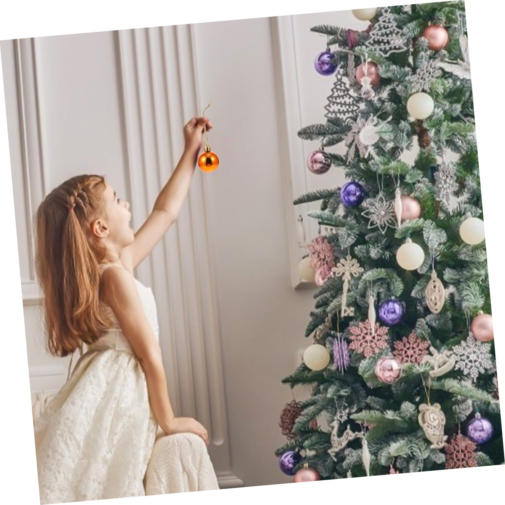 48piezas Bolas Navideñas Colgantes Unidades Plástico Ligero para Decorar Techos y Árboles Celebraciones Familiares