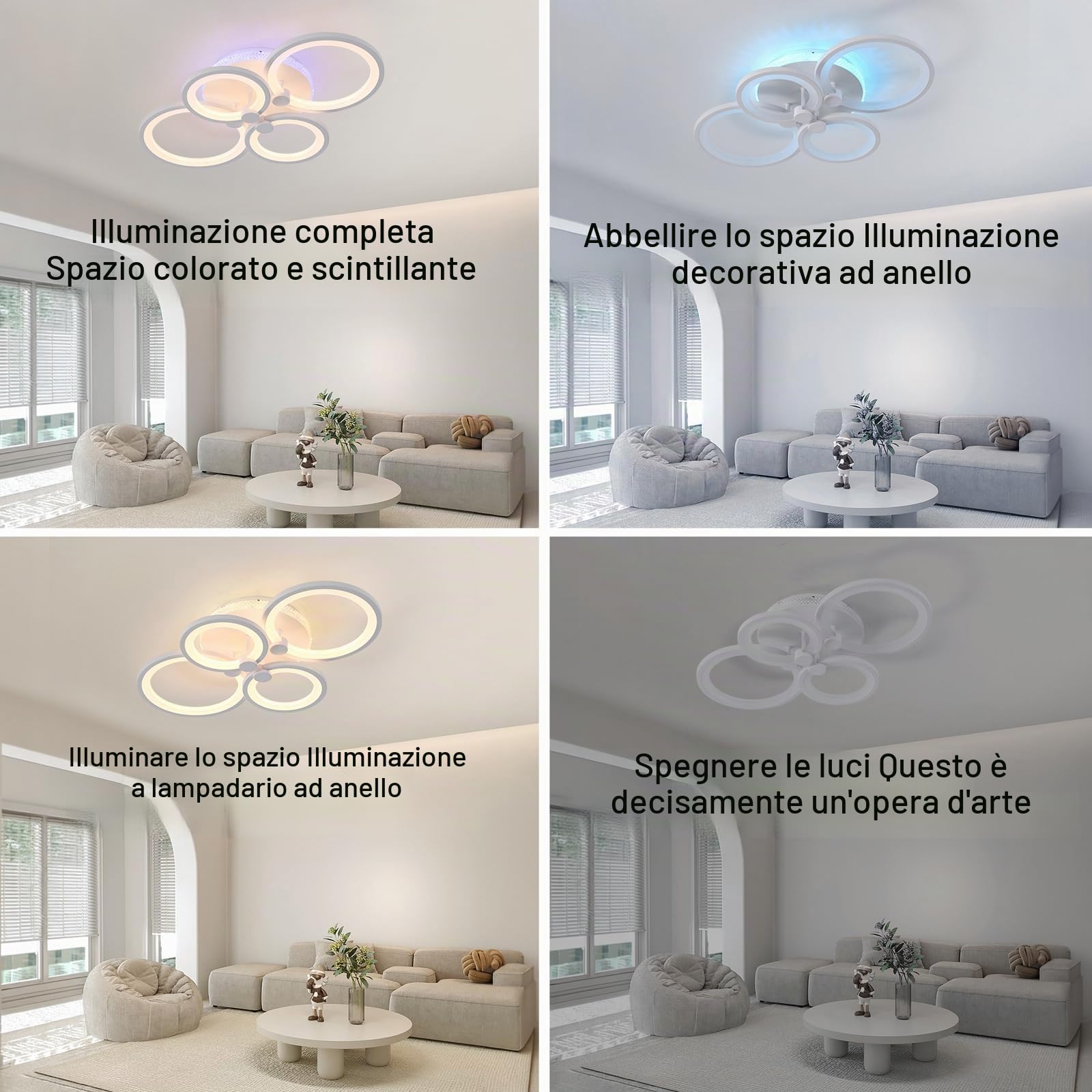 STCH Plafoniera Led Soffitto Dimmerabile, Lampada da Soffitto con Telecomando 60W Rond, Lampadario Camera da Letto Moderna per Soggiorno Corridoio Balcone Cucina Ufficio domestico, 3000K~6000K