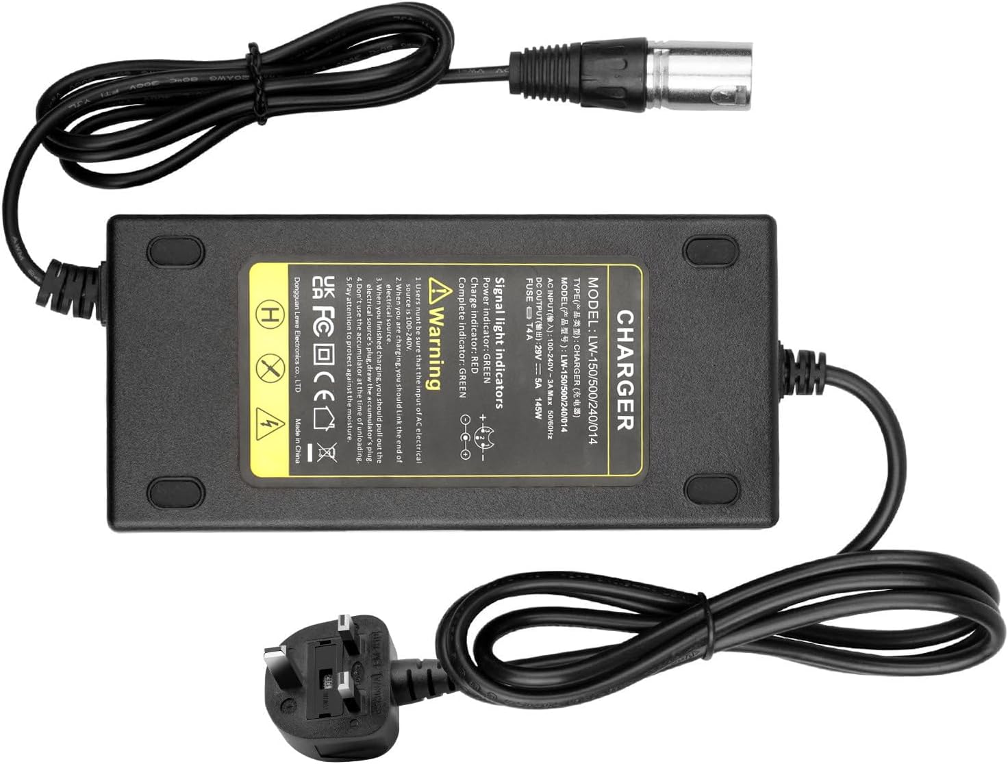29V 24V 5A Mobility Scooter Battery Charger, Electric Wheelchair Lithium Battery Charger Go-Go Elite Traveller Power Adapter with 3pin XLR Connector