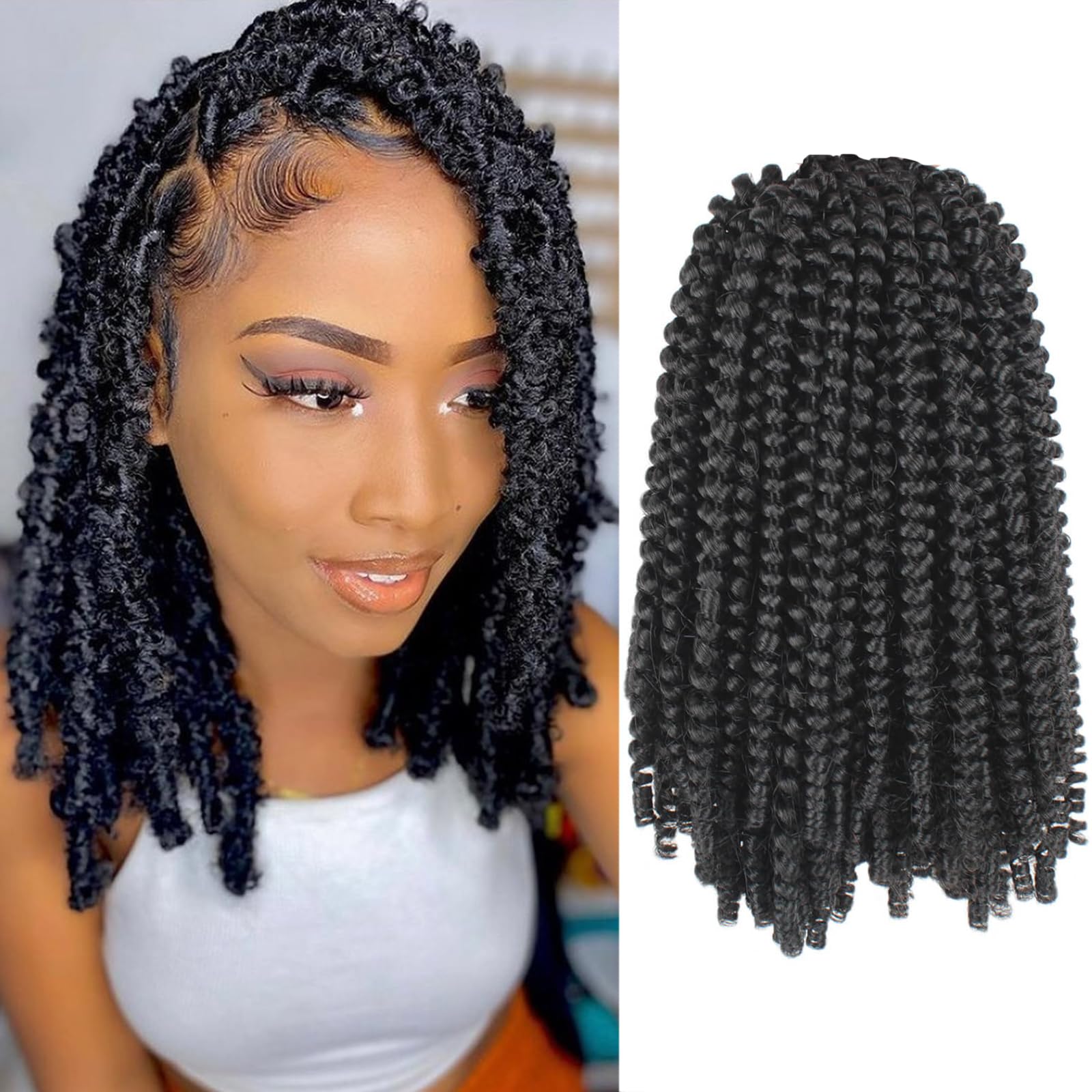 Xtrend Black Spring Twist Hair Bomb Twist Braiding Hair 6 Packs