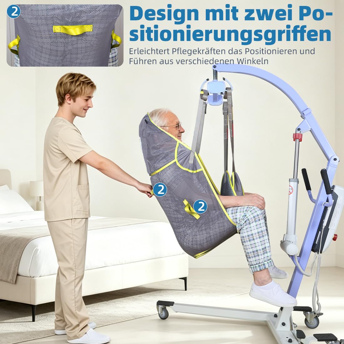 Ehucon Patient Lift Geteilter Bein-Gurt mit Lendenstütze, Patientenhubgurt für Transfer, Lagerung und Heben, Tragfähigkeit 500 lbs (Purpurgrau, Mittel)