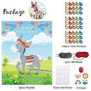 Haunt Couture Ultimate Fiesta Party Game - Ponle la Cola al Burro (Pin The Tail on The Donkey) - Reusable Poster for Cinco de Mayo, Birthdays & Themed Events