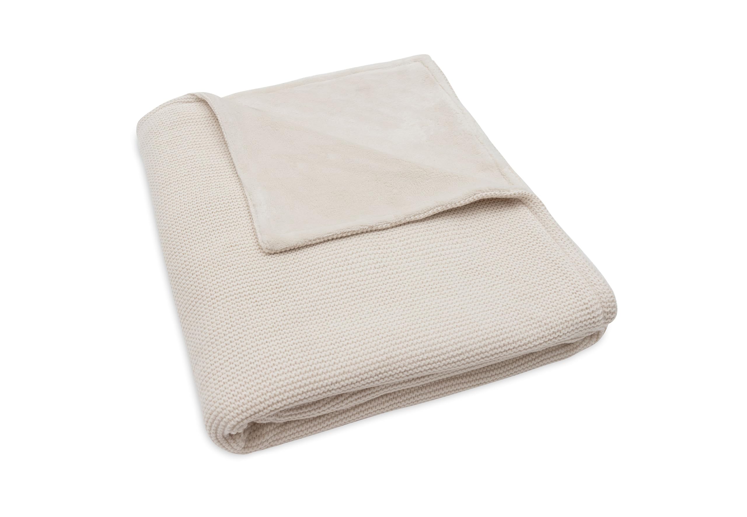 Jollein Kocyk niemowlęcy Basic Knit – Oatmeal/Velvet – 110 x 150 cm – bawełna – do łóżeczka dziecięcego – 2,0 TOG – certyfikat Öko-Tex