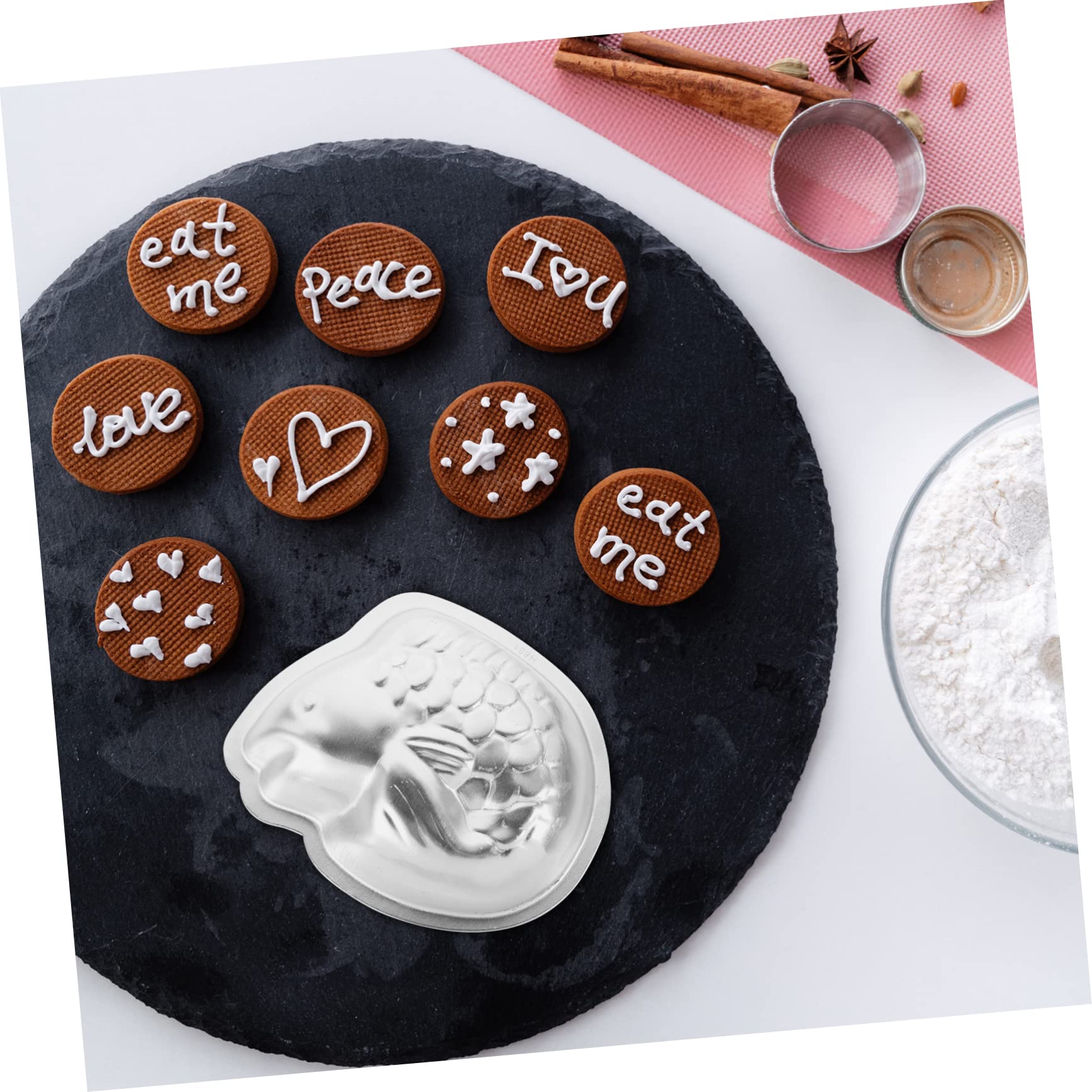 Amosfun 10 Piezas Molde De Pastel De Arroz Sartenes Para Tarta Molde Artesanal De Sugarcraft Pasta De Azúcar Horneado De Pescado Horneado De Pasteles Pastelitos Silver Aleación De Aluminio