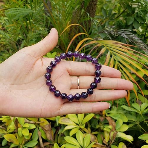 Miniatura 5 de Chengmu Pulsera elástica de amatista de 0315in para mujeres y hombres cuentas redondas naturales hechas a mano piedras preciosas semipreciosas para