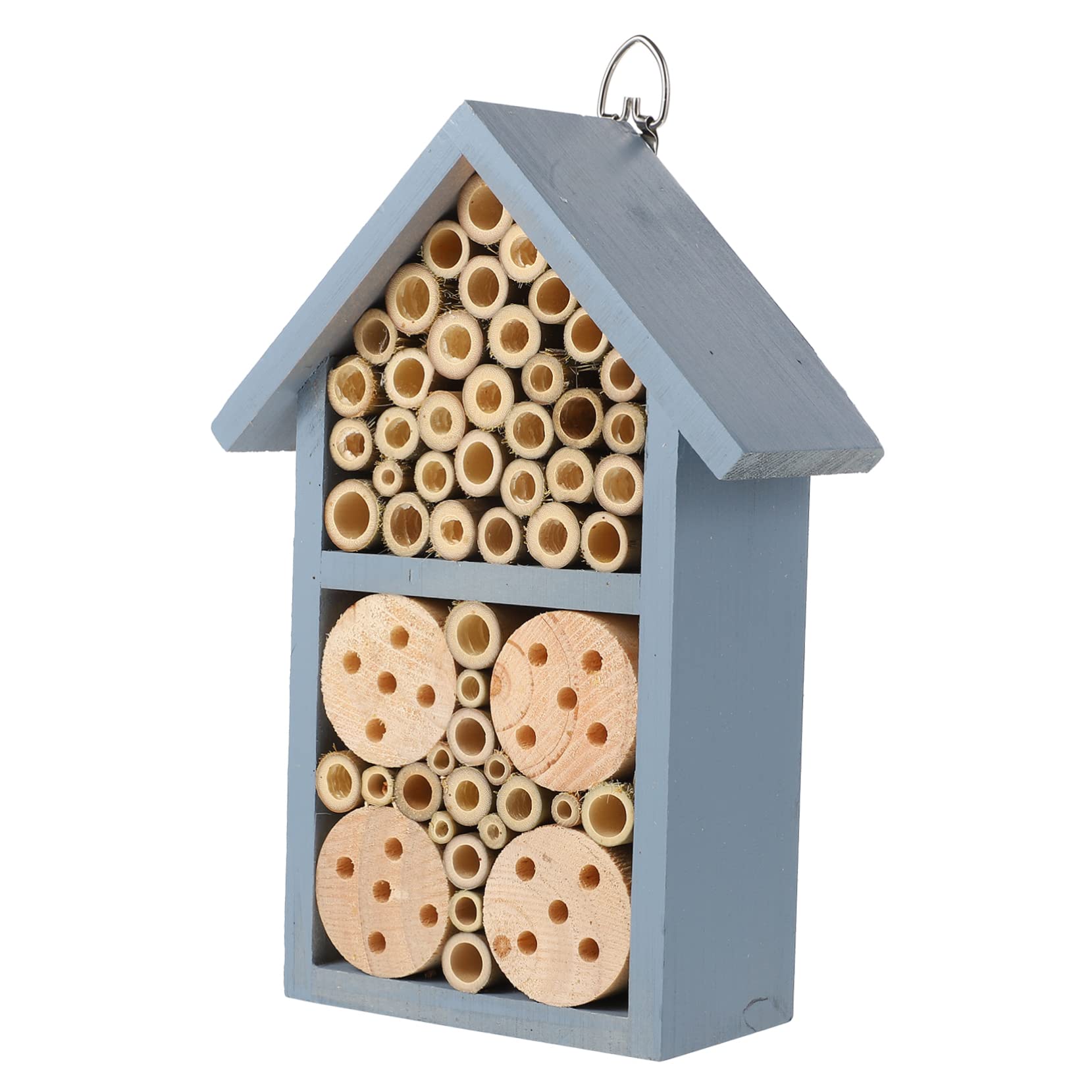 Insektenhaus Bienenhotel Mit Schutzdach Für Garten Terrasse Blau Lackiertes Insektennest Zum Aufstellen Für Bienen Marienkäfer Schmetterlinge