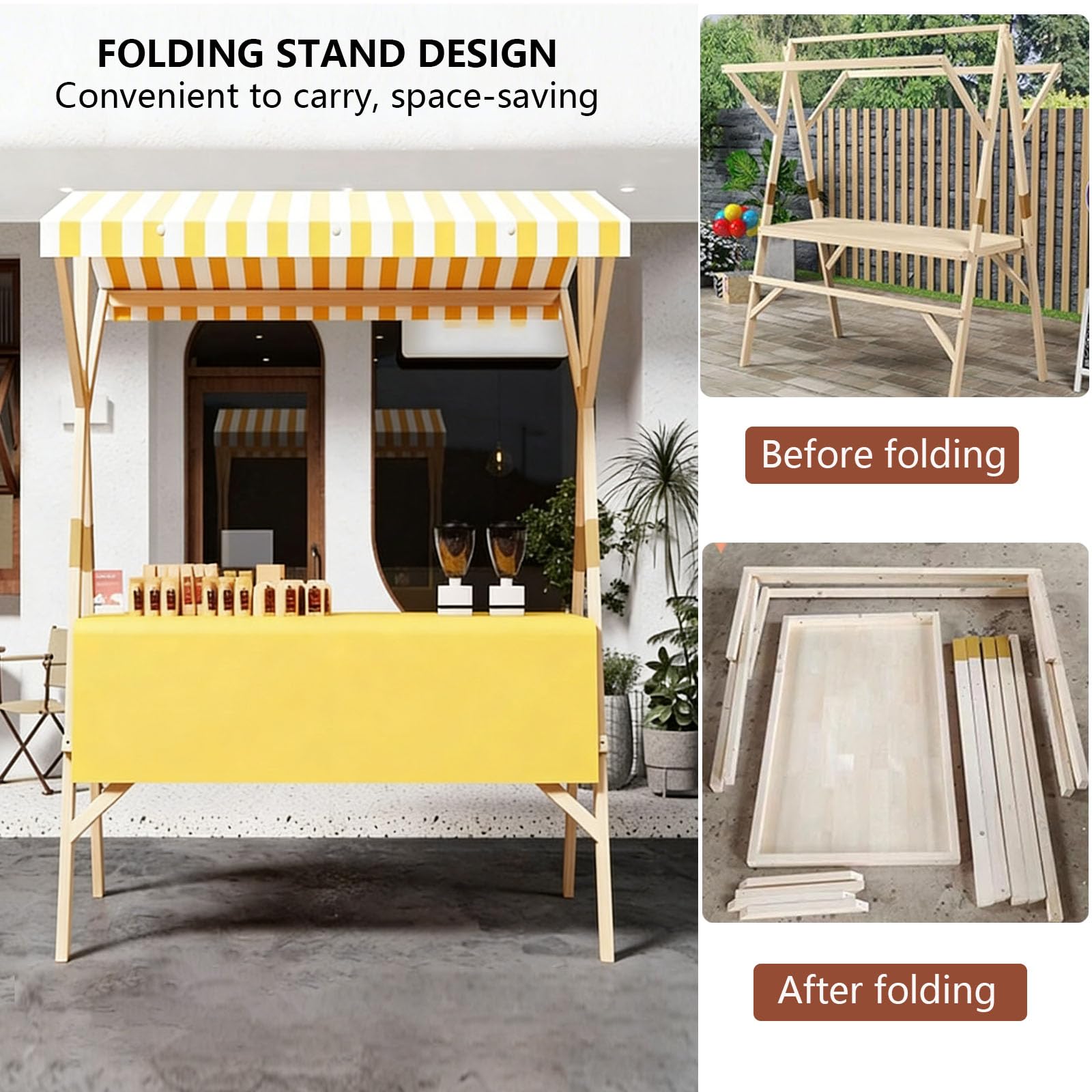 Outdoor le Sales - Carrito con toldo plegable, fácil de instalar, 120 x 60 cm, perfecto para mercados, eventos y puestos de comida, color azul
