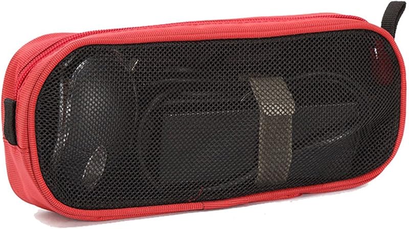 Universal Electronics Accessories Travel Organizer - Zipper Mesh Adapter Case for Laptop, Notebook, Tablet, Power, Mouse, Cord, USB Accessories - Red