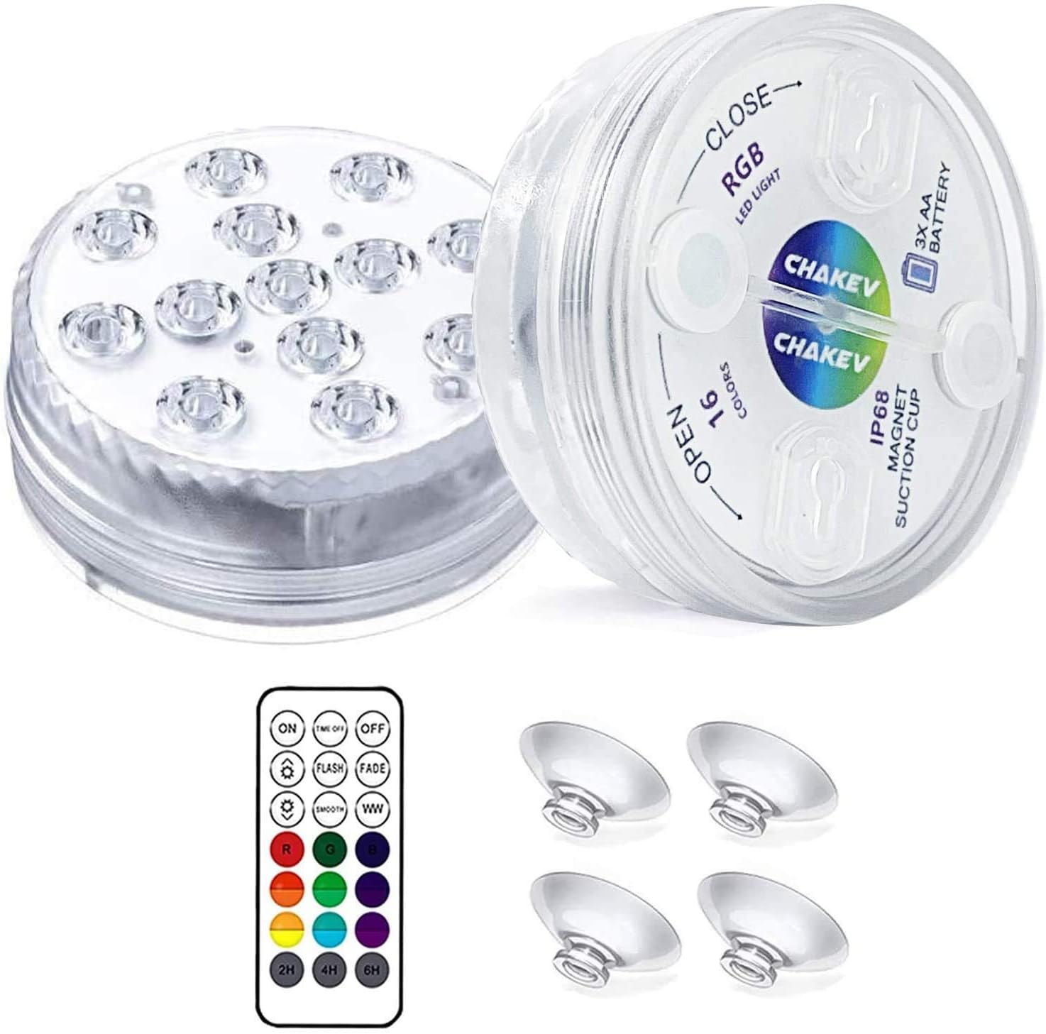 Submersible Led Lights,Botee Underwater Lights with IR Remote Controlled 10-LED RGB Powered by AAA Battery (Not Included) for Halloween, Christmas Swimming Pool and Home Decorations 2 Packs