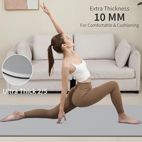 Miniatura 6 de Tapete de yoga antideslizante y antidesgarros, extra grueso, 25 pulgadas (0.394 in), alta resistencia, esterillas de yoga POE profesionales para