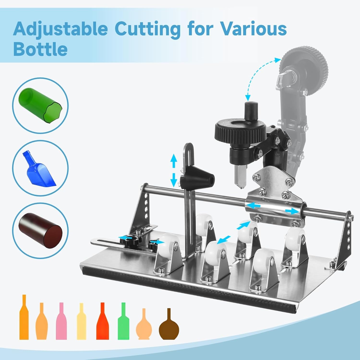 Homaisson Glass Bottle Cutter, Wine Bottle Cutter Kit for All Shapes, Bottle Cutter Glass Cutter kit Round Square, Bottles Cutter DIY Craft Kit with Adjustable Arm