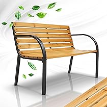 Juskys panchina da giardino Modena a 2 posti con schienale e braccioli panca resistente alle intemperie in legno e acciaio 120x62x82 cm classica per giardino balcone terrazza