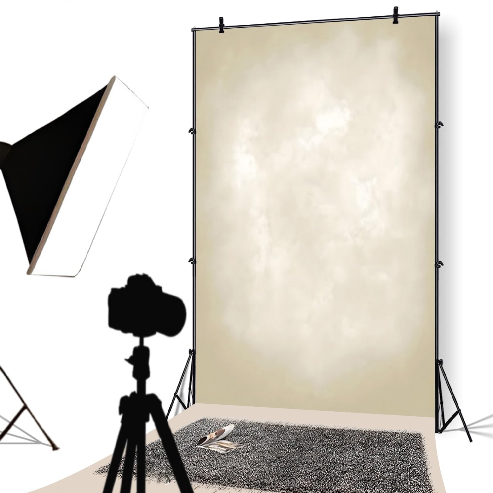 YongFoto 2x3m Fondali fotografici per la fotografia Beige avorio sfumato Struttura astratta Sfondo dello studio Decorazione per Famiglia Ritratto Puntelli di nozze Carta da parati per feste