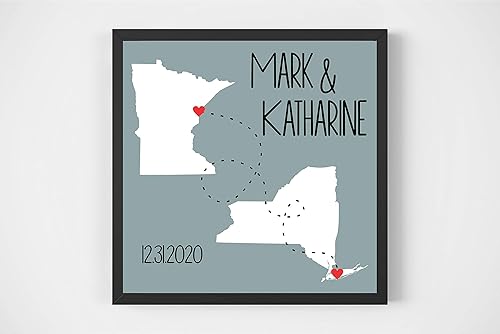 Personalized Long Distance State Map Framed Art Long Distance Love Gifts for Long Distance Couple All States Available Countries and Provinces too Personalized Long Distance State Map Framed Art Long Distance Love Gifts for Long Distance Couple All States Available Countries and Provinces too