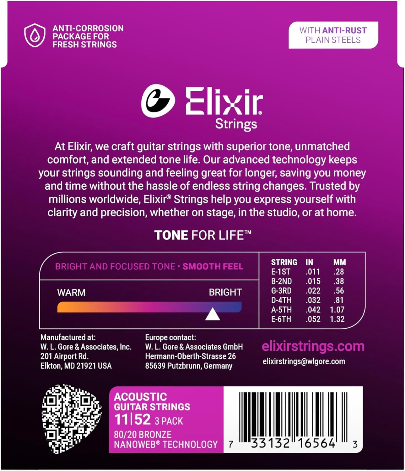 Elixir Acoustic 80/20 Bronze Guitar Strings w/NANOWEB® Technology - Light 12-53 - (3 Pack 11052)