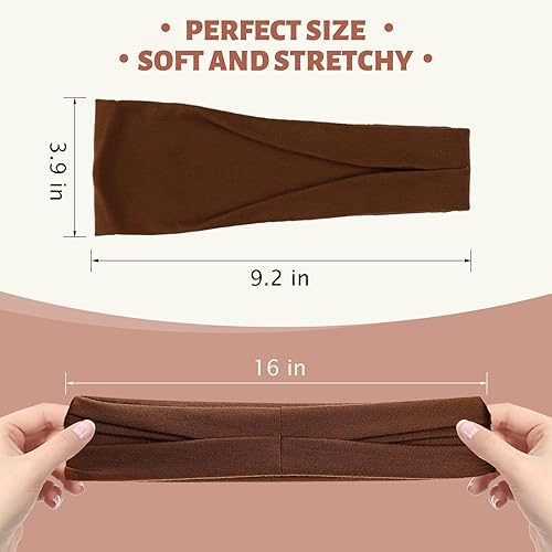 Miniatura 2 de Paquete de 6 diademas para mujer, diademas anchas de yoga antideslizantes para mujer, accesorios para el cabello (color liso-1)