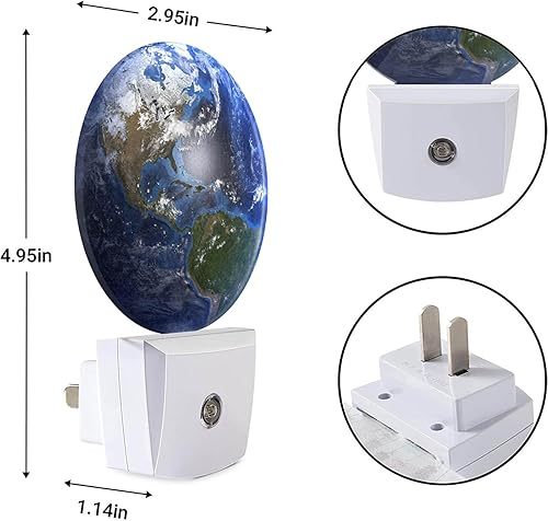 Miniatura 3 de EKOBLA Lámpara de noche con diseño de la Tierra, planeta azul, océano, montaña, universo espacial, luces nocturnas, enchufables a la pared, sensor