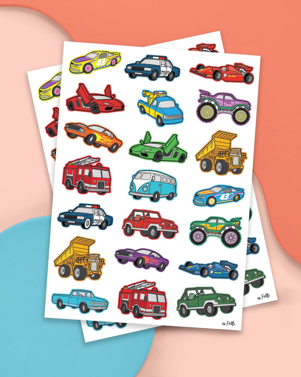 xo, Fetti Cars and Trucks Temporary Tattoos for Kids - 42 Foil style | Birthday Party Supplies, Race Car Party Favors + Construction Decor