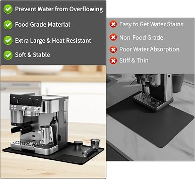 24x16Inchs Convex Edge Silicone Coffee Mat for Ninja Luxe Cafe Espresso