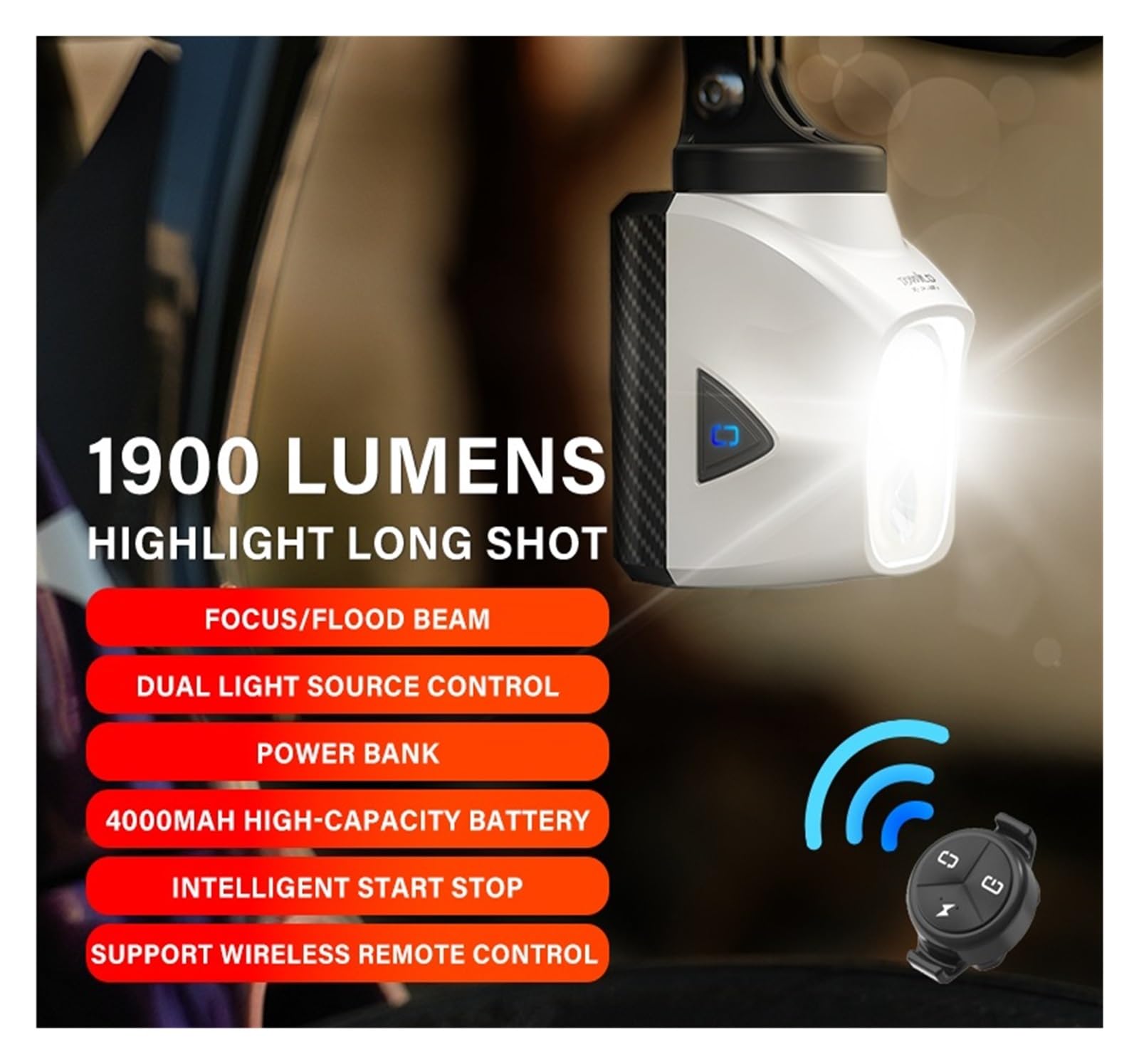 1 luce anteriore for bici DL1700 1900LM | Pendolarismo notturno, mountain bike, ricarica di emergenza all'aperto