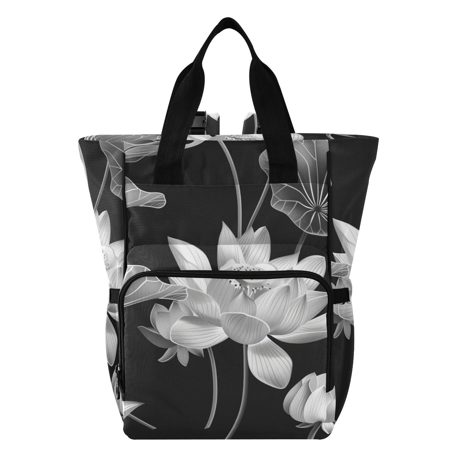 Zaino da viaggio per neonata/ragazzo bianco e nero fiore Partten