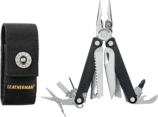 Leatherman Charge Plus - Multi-tool with 19 all locking tools including knives, pliers, saw and screwdriver, camping and fishing tool made in the USA, in black scaled stainless steel, nylon holster