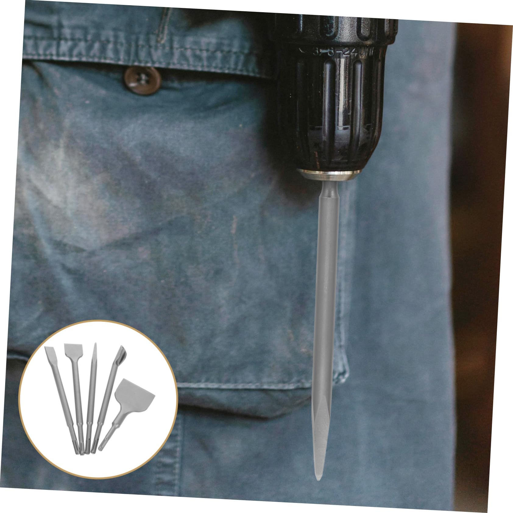 5 Pièces Set de Burins pour Carrelage et Béton Ciseau à Carrelage Large Plat et U Outils Polyvalents pour Maçonnerie et Rénovation