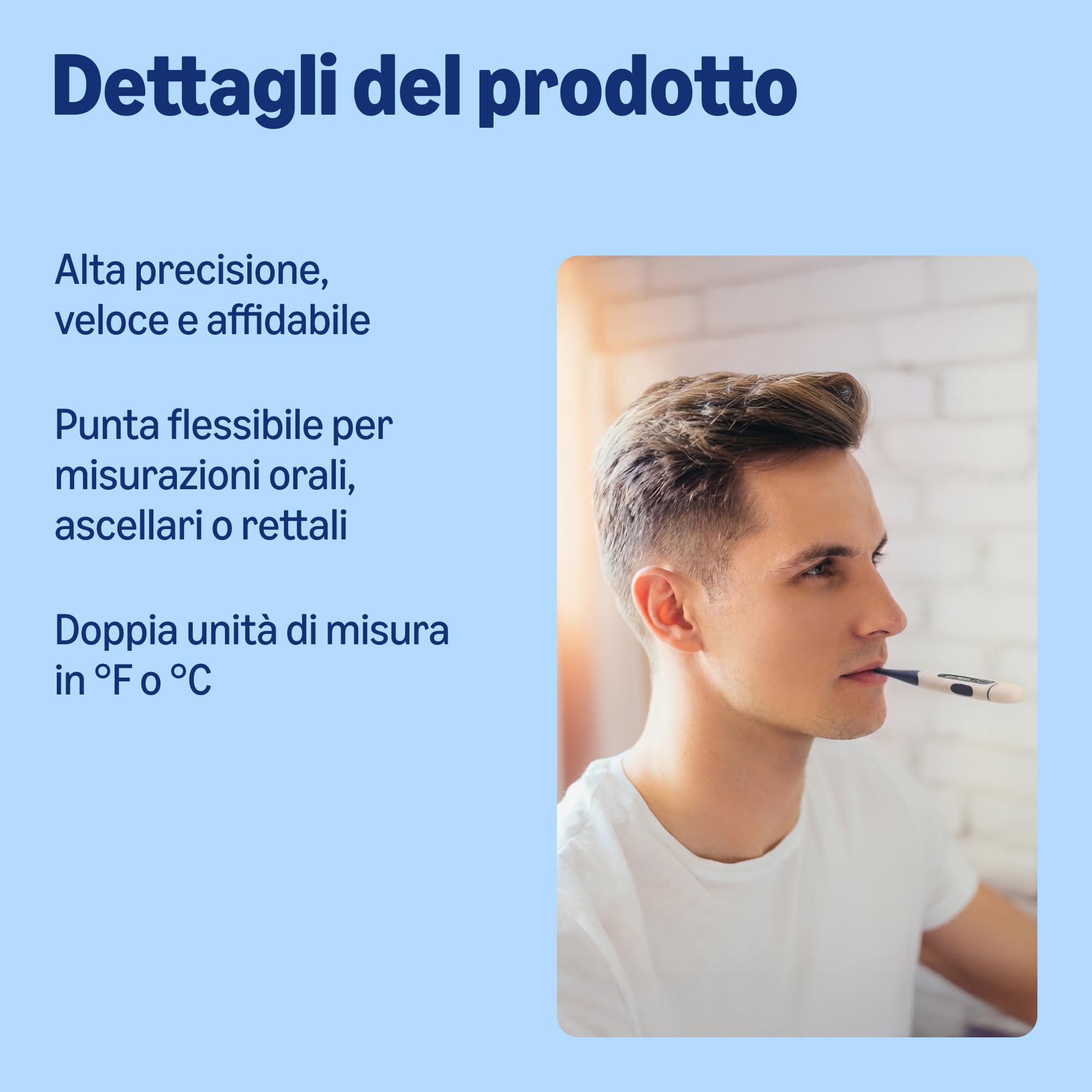 Healthcare By Amazon - Termometro digitale, Blu (Precedentemente un marchio Amazon Basic Care, stesso prodotto) - L'imballaggio può variare