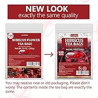 Vista 2 de Premium Hibiscus Tea Bags,100 Tea Bags/7.06 Oz,100% Pure Dried Hibiscus Flower,Natural & No Additives,Caffeine Free.