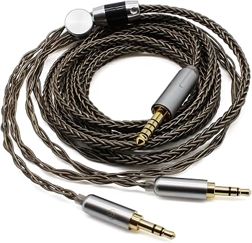 Compatible with Youkamoo 4.4mm HE4XX, HE-400i Headphones 8 Core Braided Silver Plated Replacement Audio Upgrade Cable 2 x 3.5mm