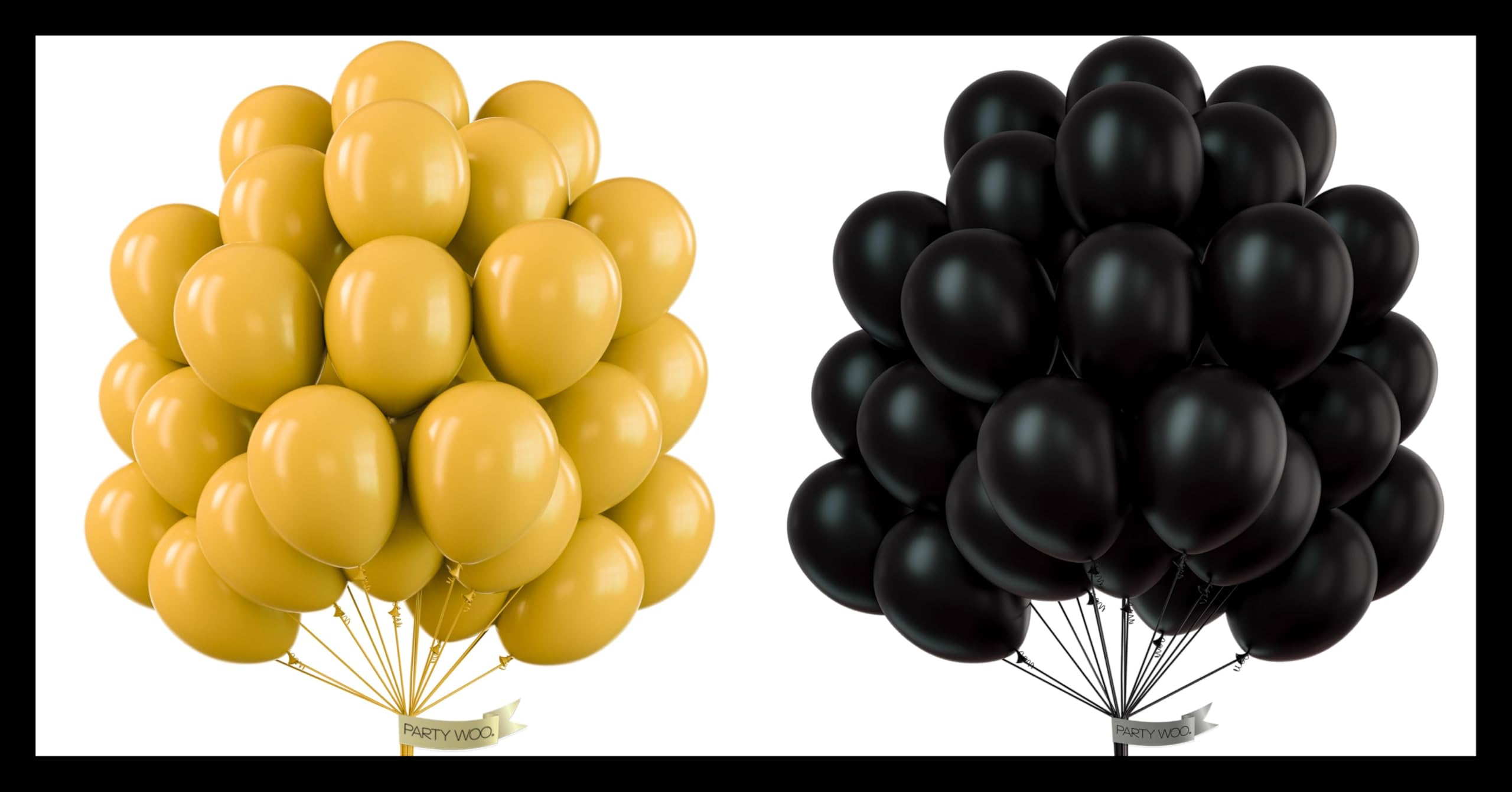 PartyWoo Mustard Yellow Balloons 50 pcs and PartyWoo Black Balloons 50 pcs