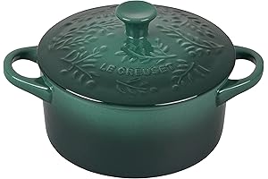 Le Creuset Olive Branch Collection Stoneware Mini Round Cocotte with Embossed Lid
