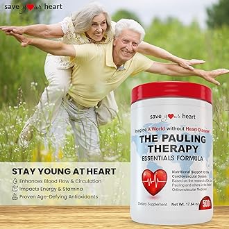 SAVE YOUR HEART Cardio Heart Health Powder Supplement - The Pauling Therapy Essentials Formula (PTEF) Healthy Vitamin C, B-12, L-Lysine, L-Arginine, Magnesium, Zinc + Vitamins, Minerals & Antioxidants