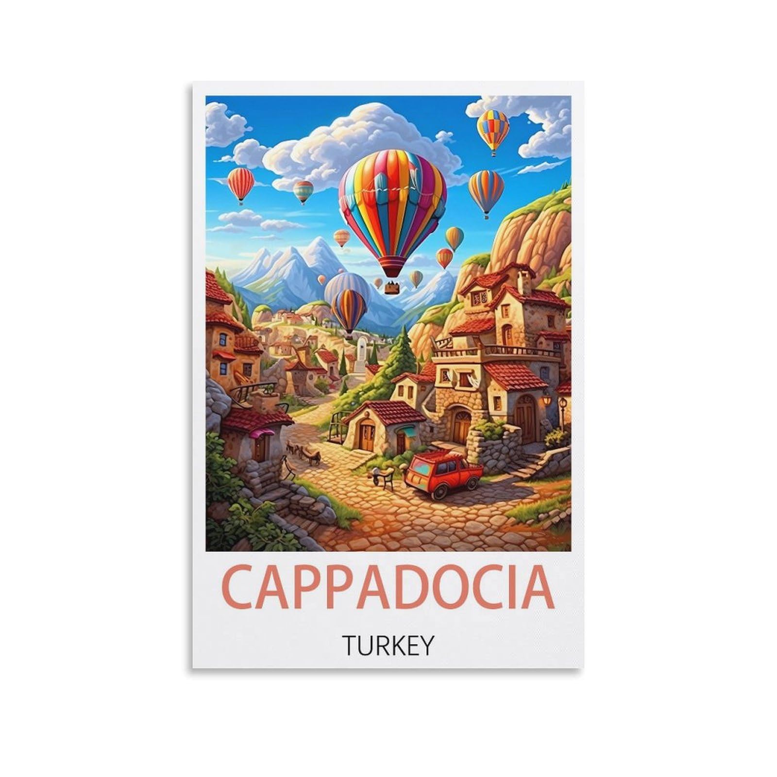 Cyyhgee Unframe-Style Cappadocia Turkey Vintage Travel Poster 24X36inch(60X90cm) Canvas Poster Wall Art Living Room Home Decor