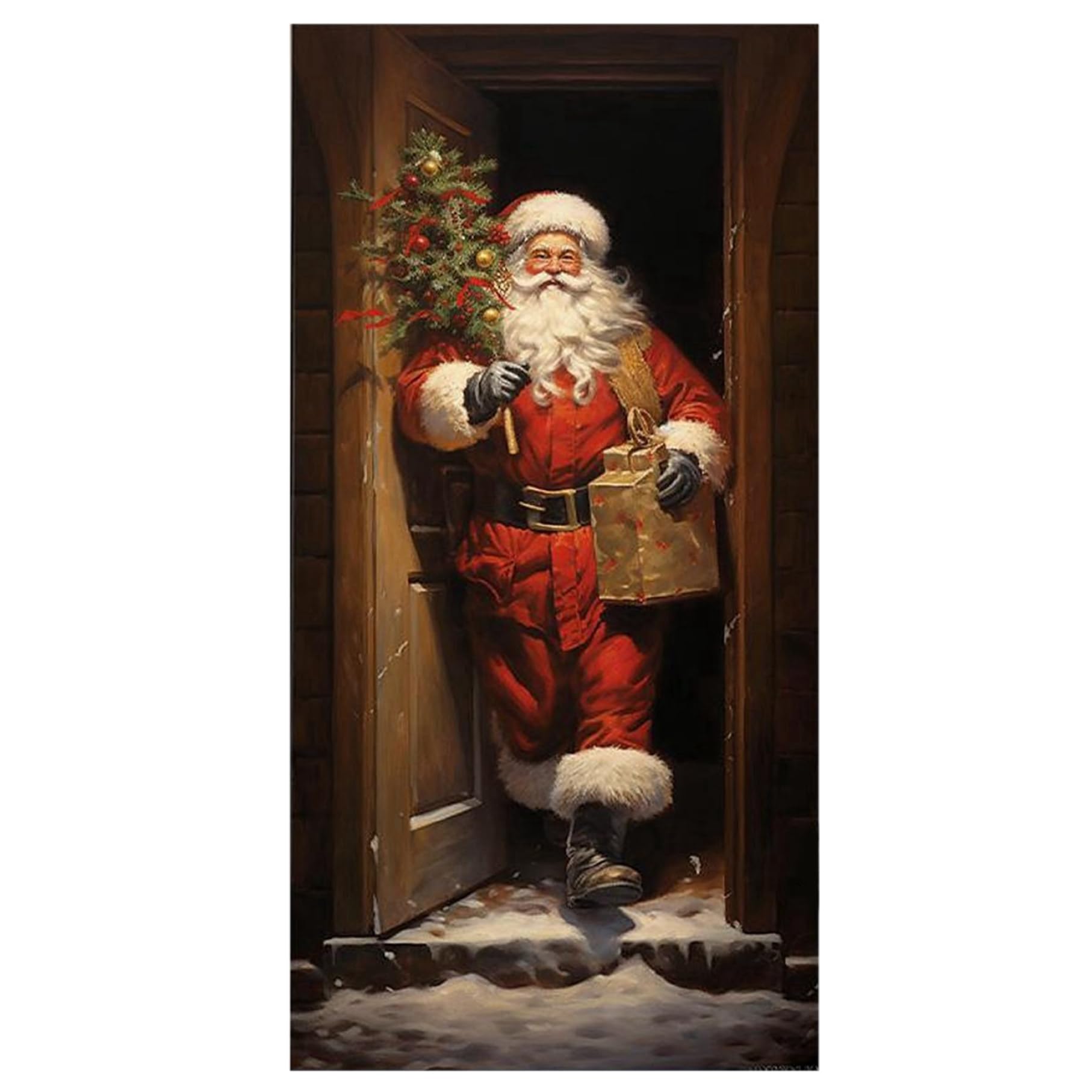 Christmas Door Cover 35x79" Reusable Santa Door Cover Elastic Fabric Christmas Decorations for Winter Indoor Outside Banner Farmhouse Party Covers, Decorations, Chri