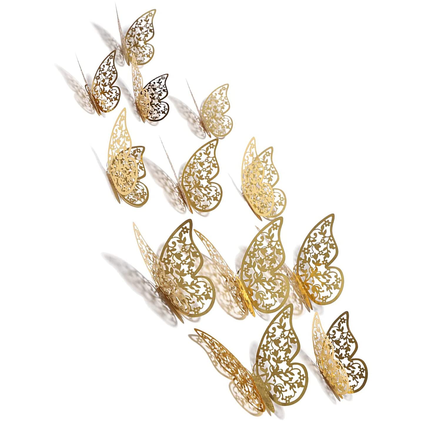 Voiish 3D Shimmer Gold Butterfly Decorations - Pack of 12 - Wall Decor for Home, Party, Living Room, Classroom, Kids Bedroom - Stickers for Birthday Parties (Shimmer Gold, Pack of 1-12 pcs) (B0DB256KJP) Amazon Price History, Amazon Price Tracker