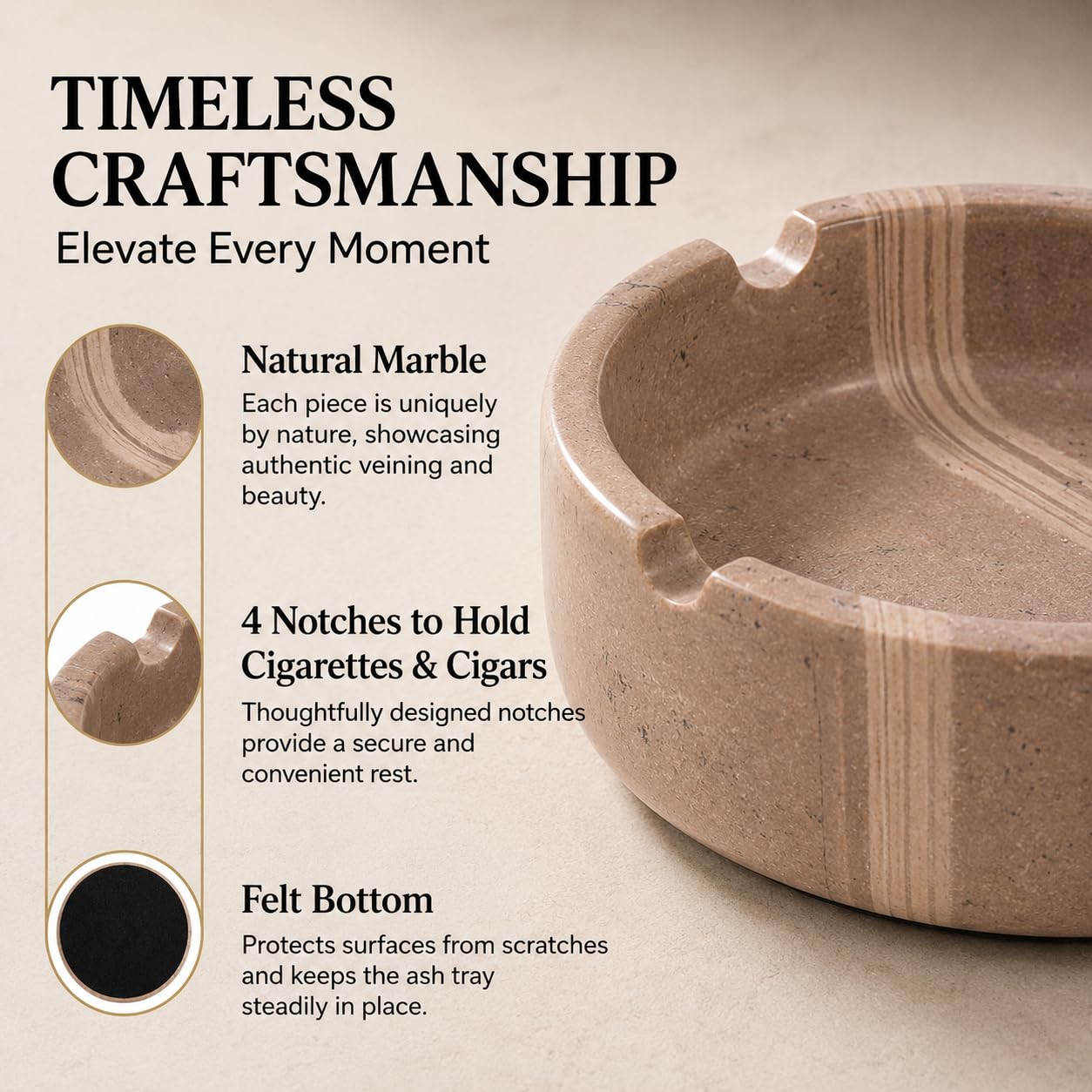 Amazon.co.jp: SPESHSTONES 大理石灰皿 4.8インチ 木製 ハンドメイド