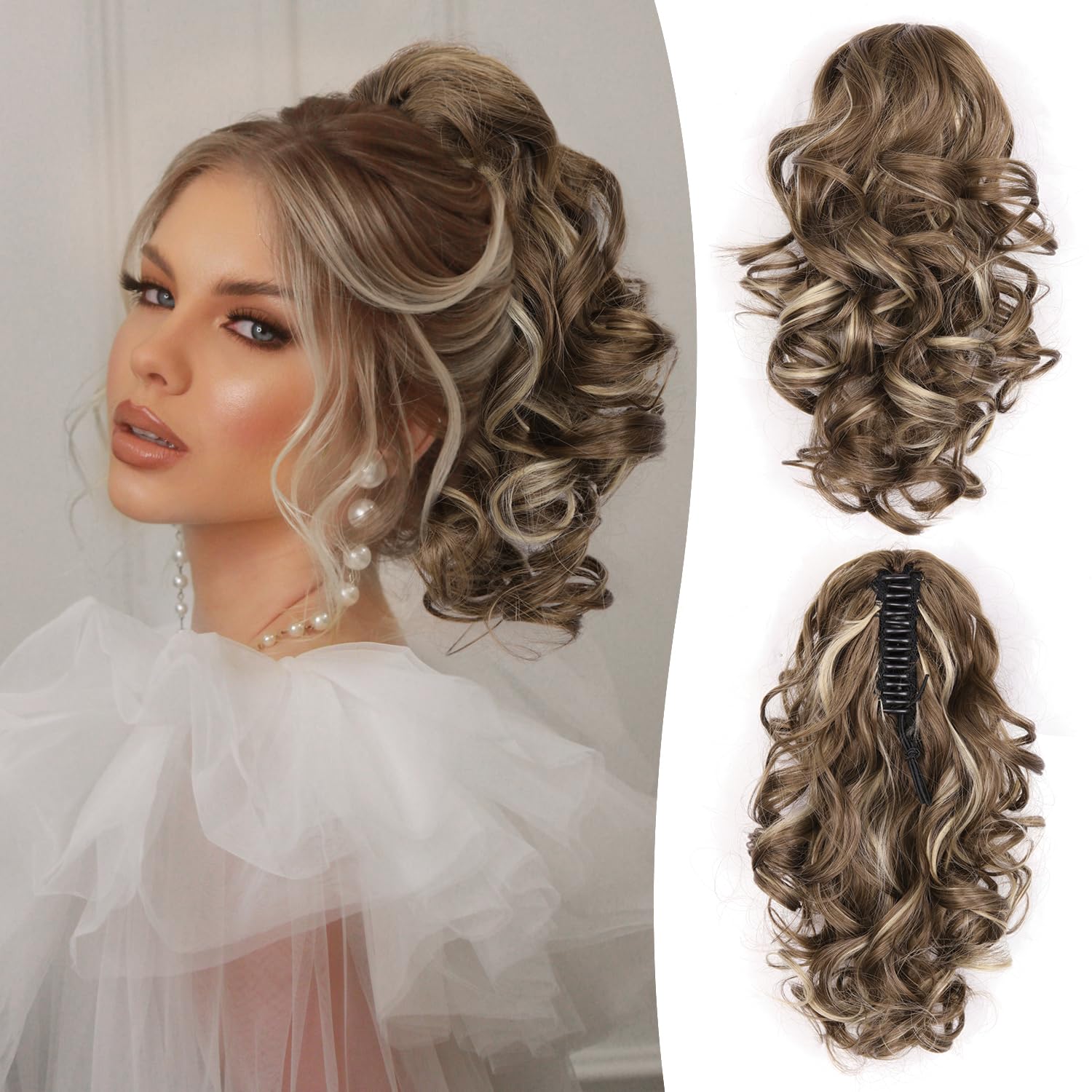 Clip in Ponytail Hair Extensions, 12 Inch Curly Ponytail Extension
